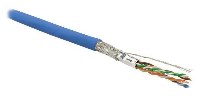 кабель витая пара экранир. sf/utp кат.6 4 пары 26 awg мж patch экран-фольга + медн. оплетка lszh sfutp4-c6-p26-in-lszh-bl-500 син. (уп.500м) hyperline 445048 от BTSprom.by