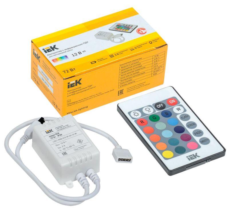 контроллер с пду ик rgb 3 канала 12в 2а 72вт iek lsc1-rgb-072-ir-20-12-w от BTSprom.by