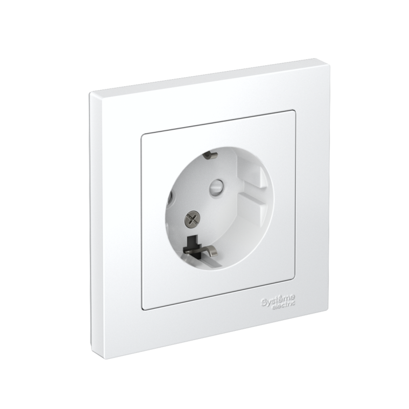 розетка 1-м сп atlasdesign 16а ip20 с заземл. защ. шторки в сборе бел. se atn000144 от BTSprom.by