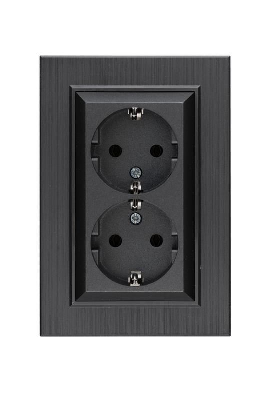 розетка 2-я karea line star с заземл. дым. металлик makel 86050082 от BTSprom.by