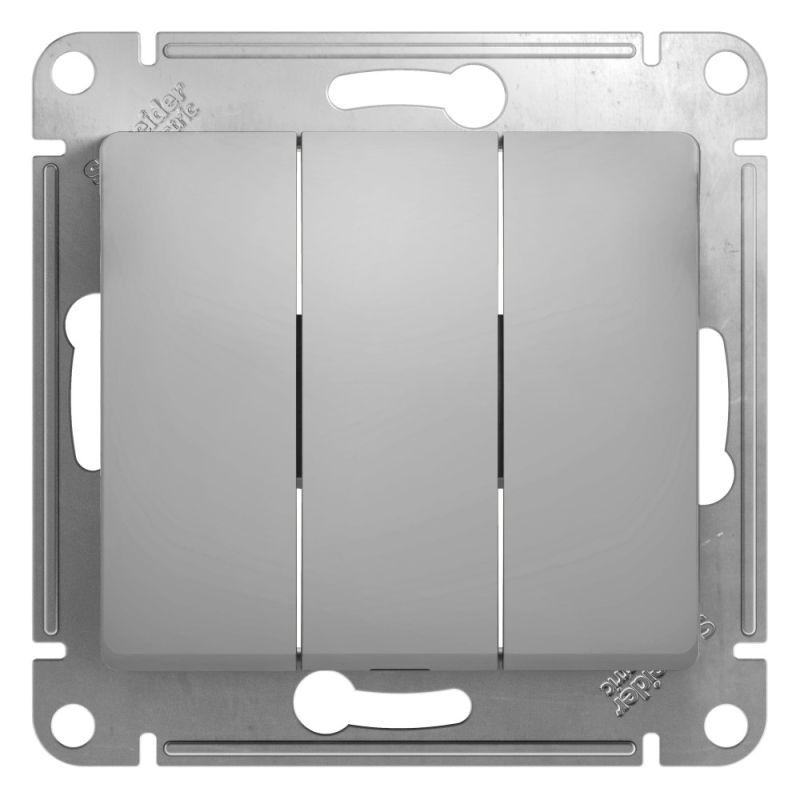выключатель 3-кл. сп glossa 10а ip20 (сх. 1+1+1) 10ax механизм алюм. se gsl000331 от BTSprom.by