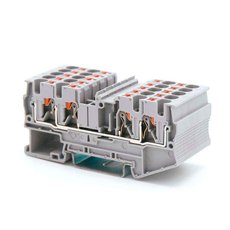 клемма проходная зажим push-in 4 точки подключения 4кв.мм сер. dkc vpr-4-quattro-gy от BTSprom.by