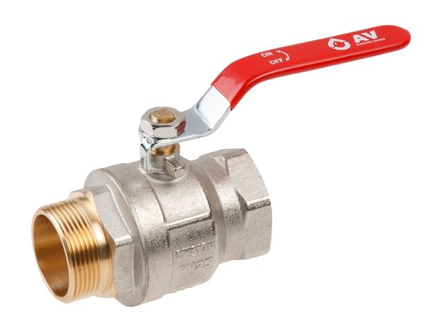 кран шаровый 1 1/2" нар.-вн. ручка pn25, av engineering (латунь, макс.  25 бар, макс.  110 °с) ave091112 от BTSprom.by