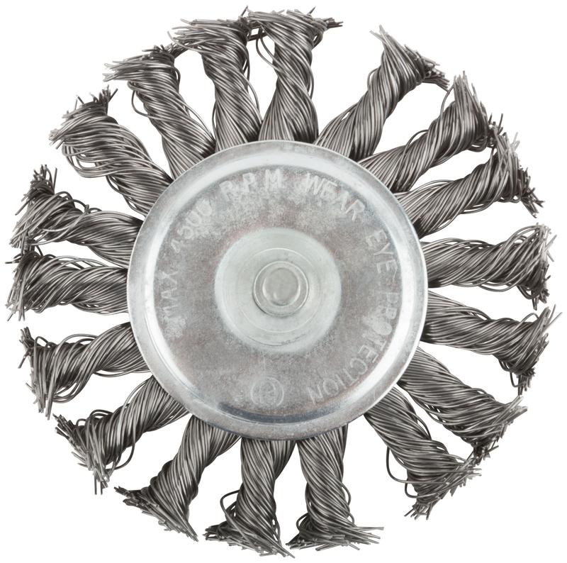  Корщетка тип "колесо" со штифтом стальная витая проволока 100мм MOS 38494М фото в каталоге от BTSprom.by