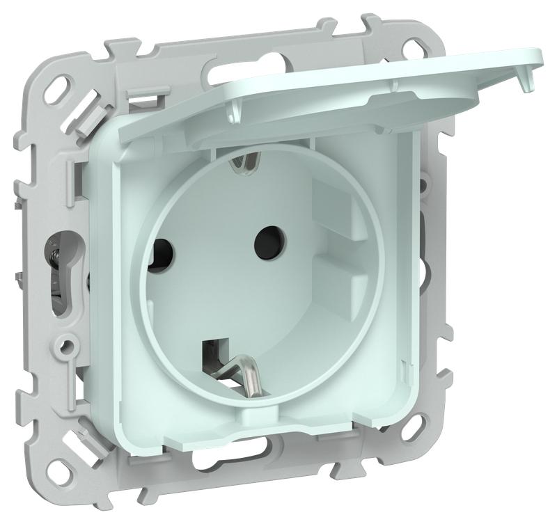 розетка сп flite рсшкр11-1-44-флхл 16а ip44 с заземл. с защ. шторками и крышкой безвинтовое крепление механизм холод. лед iek fi-r16-16-1-44-k94 от BTSprom.by