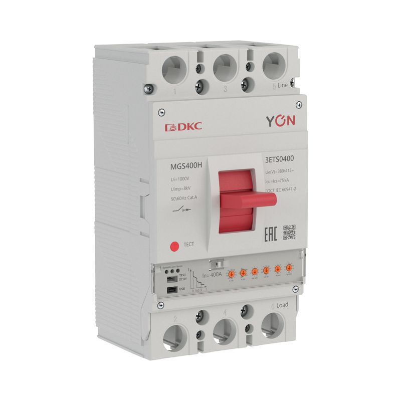 выключатель автоматический 3п 160-400а 75ка mgs400h с электронным расцепителем ets в литом корпусе yon mgs400h-3ets0400 от BTSprom.by