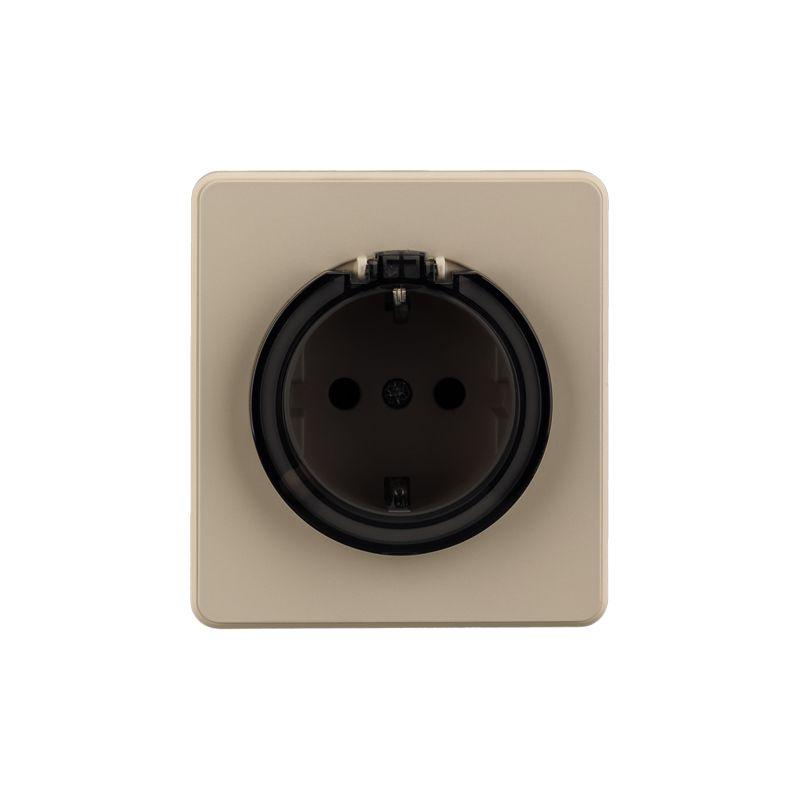 розетка 1-м с заземл. со шторками и крышкой сп 16а ip20 250в round шелк kranz kr-78-0702-7 от BTSprom.by