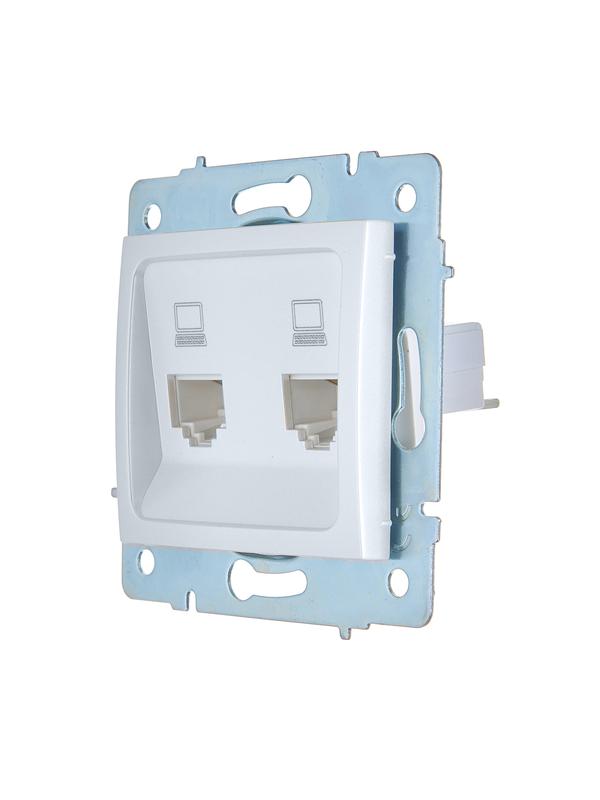  Розетка компьютерная 2-м СП ASTI IP20 RJ45 механизм жемчуж./бел. перламутр. LEZARD 7081-3088-141 фото в каталоге от BTSprom.by