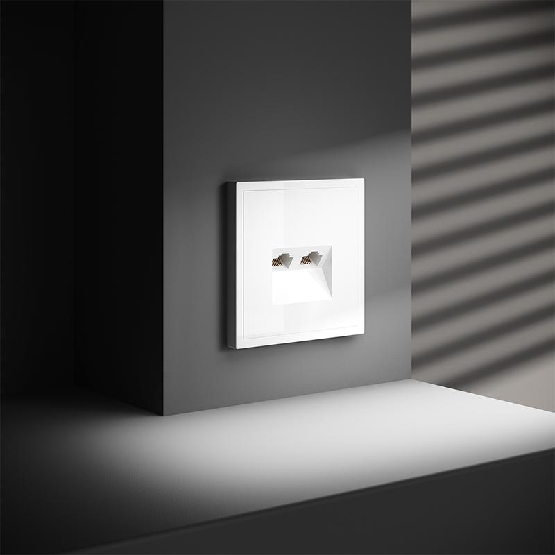  Розетка компьютерная 2-м СП S70 RJ45 + RJ45 кат.6 механизм бел. глянцевый Voltum VLS060201 фото в каталоге от BTSprom.by