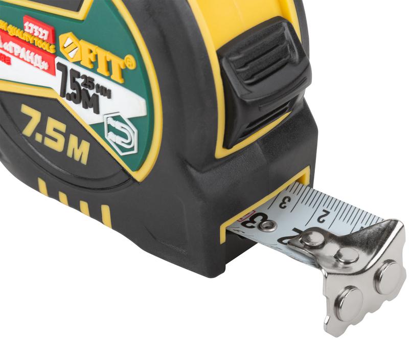  Рулетка Гранд 7.5мх25мм калибр. лента; нейлон. покрытие; магн. крючок; двойной стопор; прорезиненный корпус FIT 17327 фото в каталоге от BTSprom.by