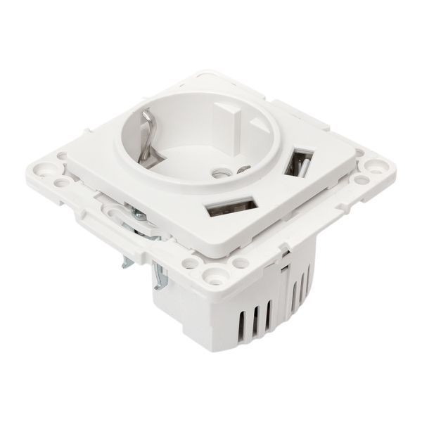  Розетка 1-м СП Стокгольм 16А USB 2A с заземл. защ. шторки винтов. клеммы механизм бел. EKF EYR16-2USB-typeA фото в каталоге от BTSprom.by