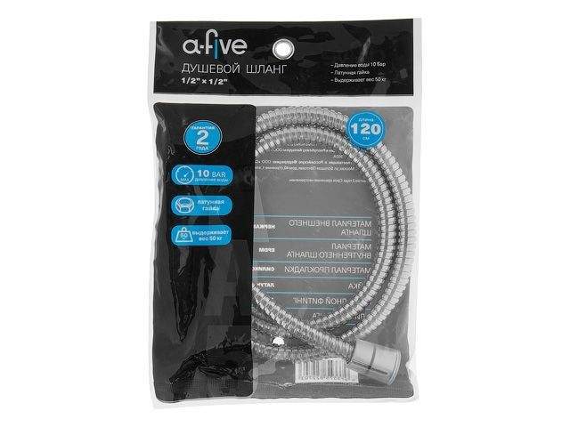 шланг душевой, sus/epdm, 1/2" г-г 120 см, хром, a-five (гайка латунь (anti-twist), 10 бар) a5-019 от BTSprom.by
