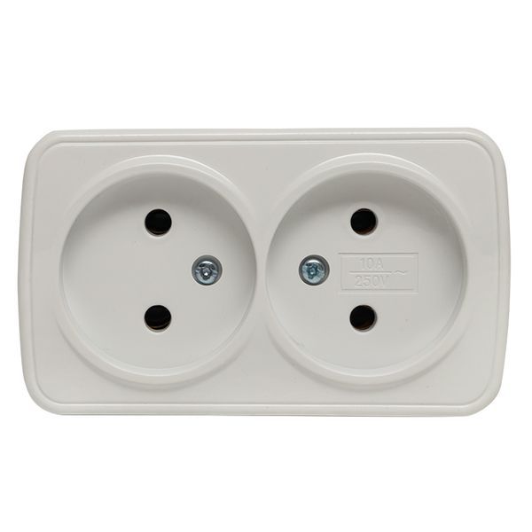  Розетка 2-м ОП Минск 10А IP20 без заземл. бел. Basic EKF EGR10-102-10 фото в каталоге от BTSprom.by
