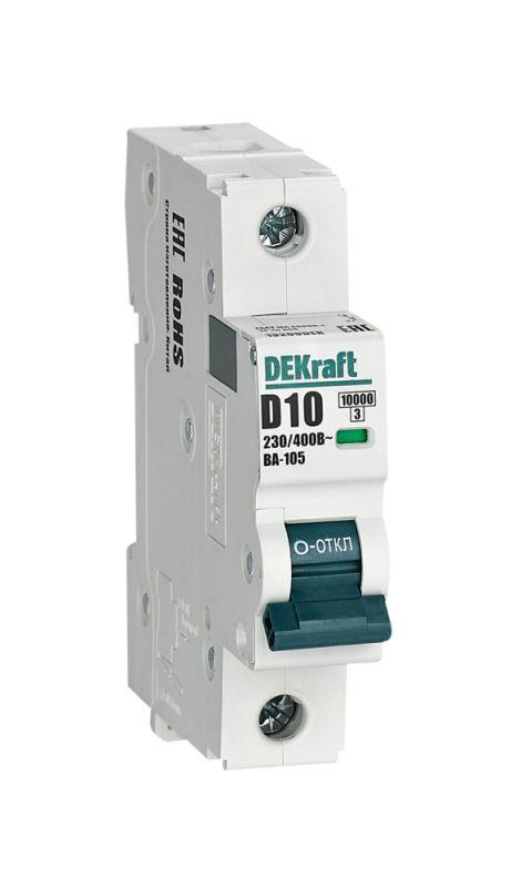 выключатель автоматический модульный 1п d 10а 10ка ва-105 dekraft 13200dek от BTSprom.by