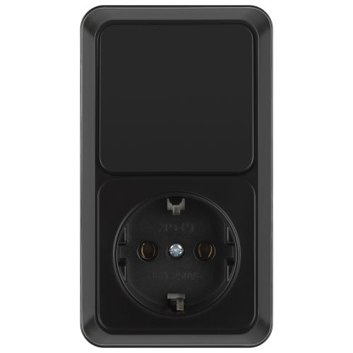 блок розетка с выключателем 1-м оп quadro 2-705-05 10-16-а-250в ip20 вертикал. антрацит intro б0069706 от BTSprom.by