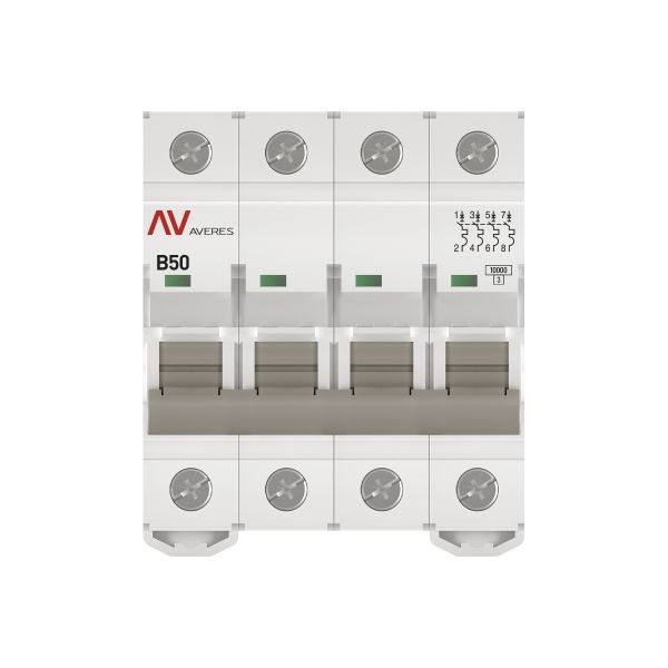  Выключатель автоматический модульный 4п B 50А 10кА AV-10 AVERES EKF mcb10-4-50B-av фото в каталоге от BTSprom.by