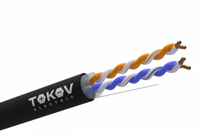 кабель витая пара u/utp 2х2х24awg кат.5e pe outdoor 305м (м) tokov electric tke-c05-u22-5e-305-od от BTSprom.by