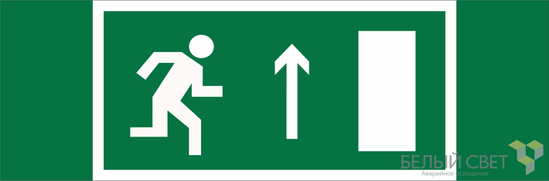 знак безопасности bl-3511b.e11 "напр. к эвакуационному выходу прямо (прав.)" белый свет a27408 от BTSprom.by