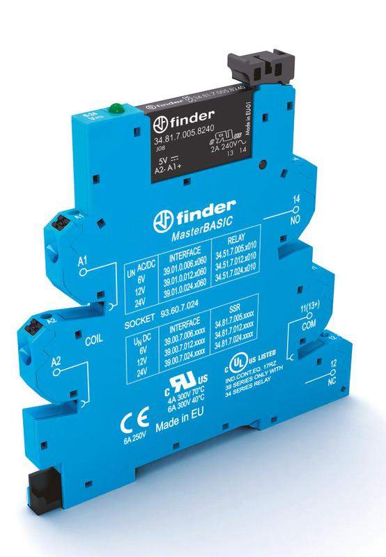 модуль интерфейсный (сборка 34.81.7.060.9024 + 93.60.8.230) твердотельное реле masterbasic выход 6а (24в dc) 230-240в ac ip20 безвинт. клеммы push-in finder 390082309024 от BTSprom.by