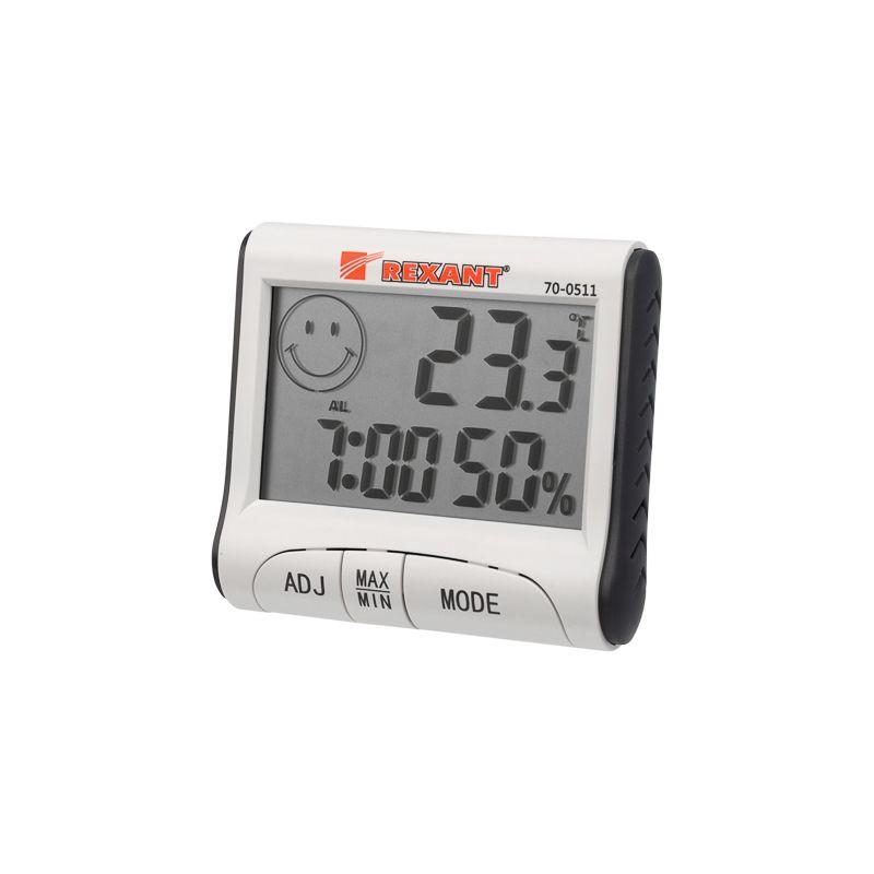 термогигрометр комнатный с часами и функцией будильника (блист.) rexant 70-0511 от BTSprom.by
