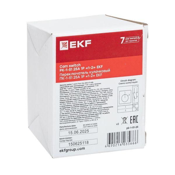  Переключатель кулачковый ПК-1-51 1П 25А "1-2" EKF pk-1-51-25 фото в каталоге от BTSprom.by