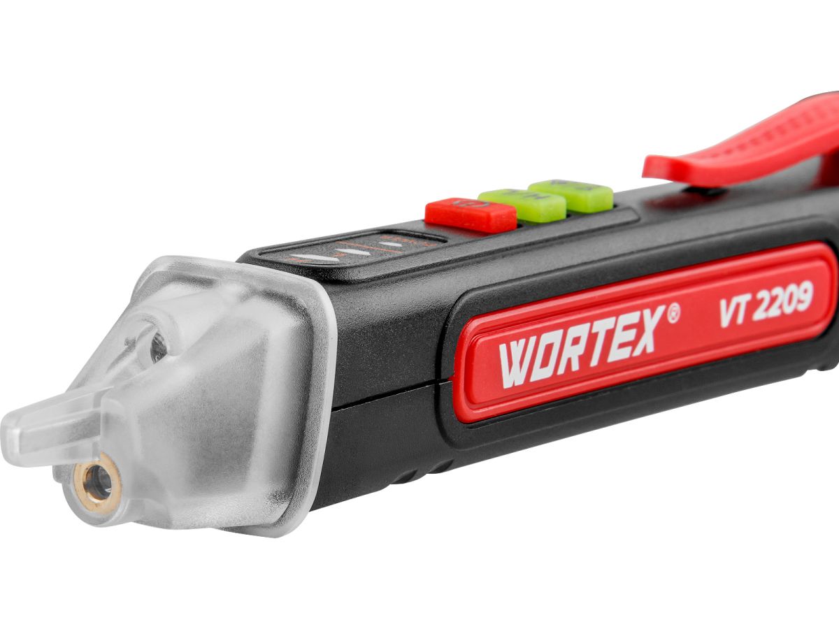  Бесконтактный индикатор напряжения WORTEX VT 2209 12-1000 В, световая и звуковая индикация (Встроенный фонарь и лазерная указка, батарейки в комплекте) 1323796 фото в каталоге от BTSprom.by