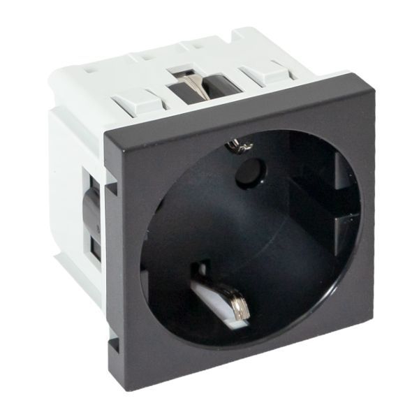  Розетка 45х45 с зазем. с защ. шторками 90град. черн. матов. EKF E2MR16-028-30 фото в каталоге от BTSprom.by