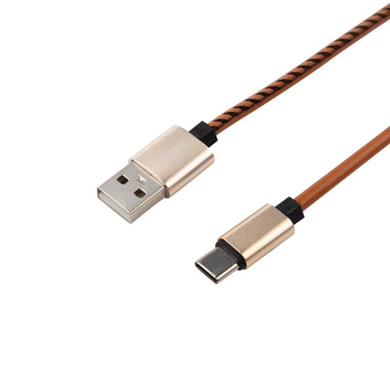  Кабель USB-Type-C 2А 1м коричневая кожаная оплетка Rexant 18-1897 фото в каталоге от BTSprom.by
