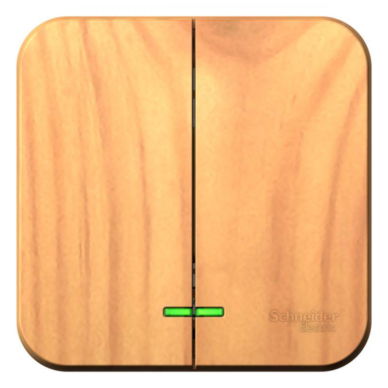  Выключатель 2-кл. ОП Blanca 10А IP20 (сх. 5) 250В с подсветкой с изолир. пластиной ясень SE BLNVA105115 фото в каталоге от BTSprom.by