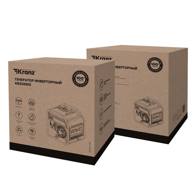  Генератор инверторный KR2500IO 2.5кВт 230В 7л открытый корпус ручной старт KRANZ KR-16-1142 фото в каталоге от BTSprom.by