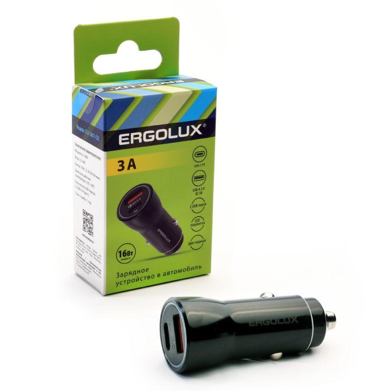 адаптер автомобильный elx-ca01-c02 1usb+1type c 12в 5в/3а led коробка черн. ergolux 15106 от BTSprom.by