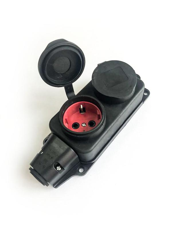 колодка удлинителя 2-м 16а ip44 с заземл. каучук черн. космос kksm-2g-z-ip(b)16a от BTSprom.by