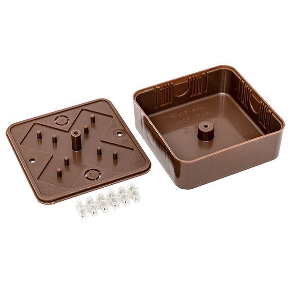  Коробка разветвительная КМР-030-030кг 75х75х26 с клеммником темн. дерево EKF plc-kmr-030-030kg-t фото в каталоге от BTSprom.by