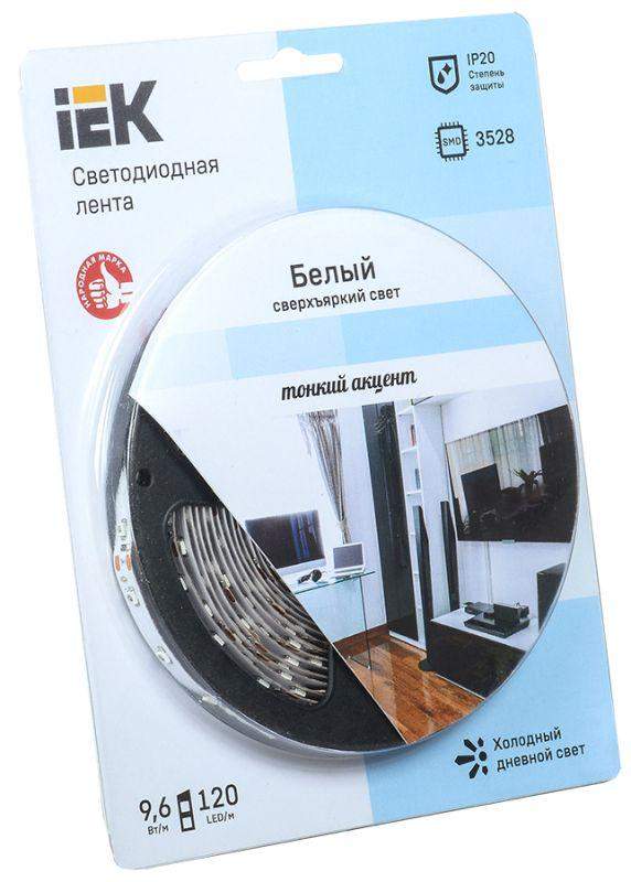 лента светодиодная eco led lsr-3528w120-9.6-ip20-12v 10вт/м (уп.5м) бел. iek lsr1-2-120-20-1-05 от BTSprom.by