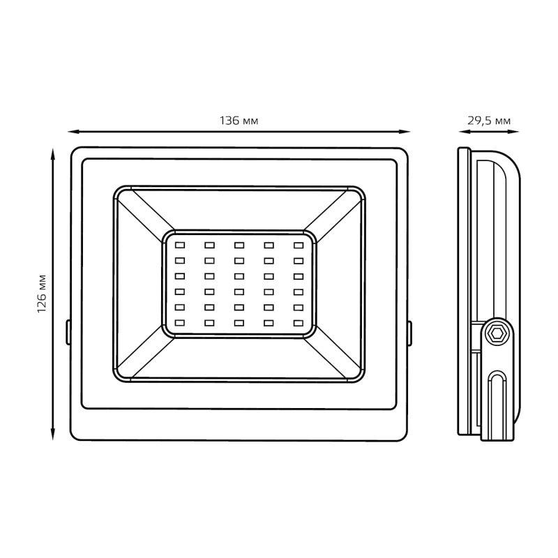  Прожектор светодиодный Elementary 30Вт 4000К IP65 2695лм 200-240В ДО черн. GAUSS 613100230 фото в каталоге от BTSprom.by
