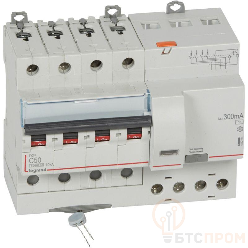 Выключатель автоматический дифференциального тока 4п C 50А 300мА тип AC 10кА DX3 7мод. Leg 411210 фото в каталоге от BTSprom.by  Выключатель автоматический дифференциального тока 4п C 50А 300мА тип AC 10кА DX3 7мод. Leg 411210 фото в каталоге от BTSprom.by