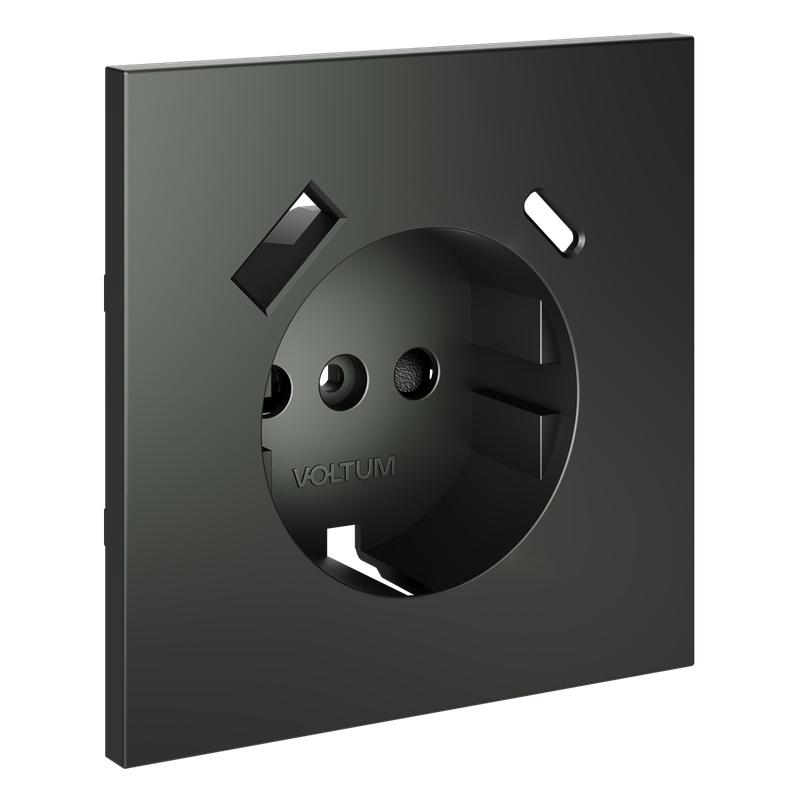 накладка для розетки с заземлением и защитными шторками с usb a+c s70 титан voltum vls001006 от BTSprom.by