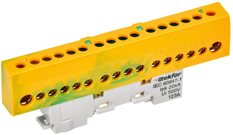 шина pe "земля" изол на универс. держ. 8х12-16-жз tekfor iek tf-nn20-16-kl-k52 от BTSprom.by