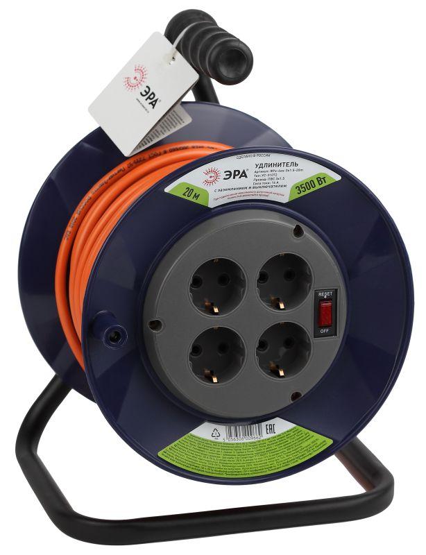 удлинитель на пластик. катушке 4х20м с заземл. 16а ip20 rpx-4es-3х1.5-20m пвс 3х1.5 эра б0046849 от BTSprom.by