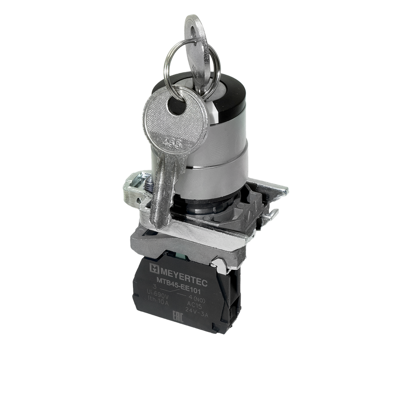 переключатель с ключом на 2 положения с фиксацией 1 выемка 1no ip65 металл mtb4-bg21 овен 137151 от BTSprom.by