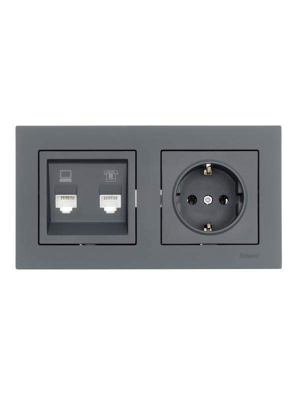  Рамка 2-местн. горизонт. VESNA графит LEZARD 742-3400-147 фото в каталоге от BTSprom.by