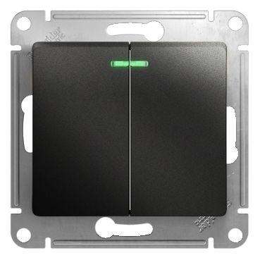 выключатель 2-кл. сп glossa 10а ip20 (сх. 5а) 10ax с подсветкой механизм антрацит se gsl000753 от BTSprom.by