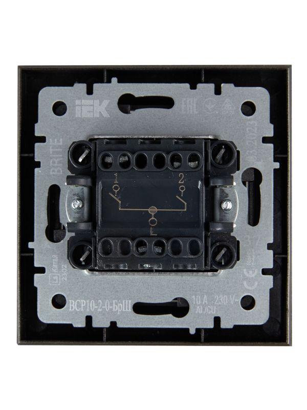  Выключатель 2-кл. СП BRITE ВСР10-2-0-БрШ 10А в сборе шампань IEK BR-V20-0-10-K37-F фото в каталоге от BTSprom.by