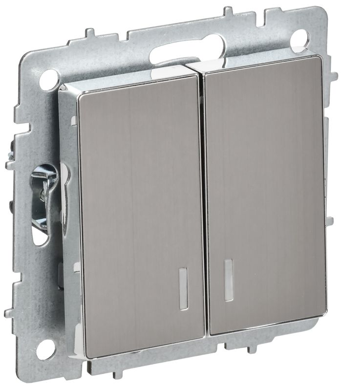 выключатель 2-кл. сп brite вс10-2-1-бргн 10а с индик. механизм металл хром/никель iek br-v20-1-10-m-k23 от BTSprom.by