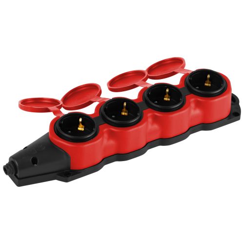  Колодка 4-м с заземл. 16A IP44 KX-4e-RED-IP44 каучук. красн. Эра Б0068456 фото в каталоге от BTSprom.by