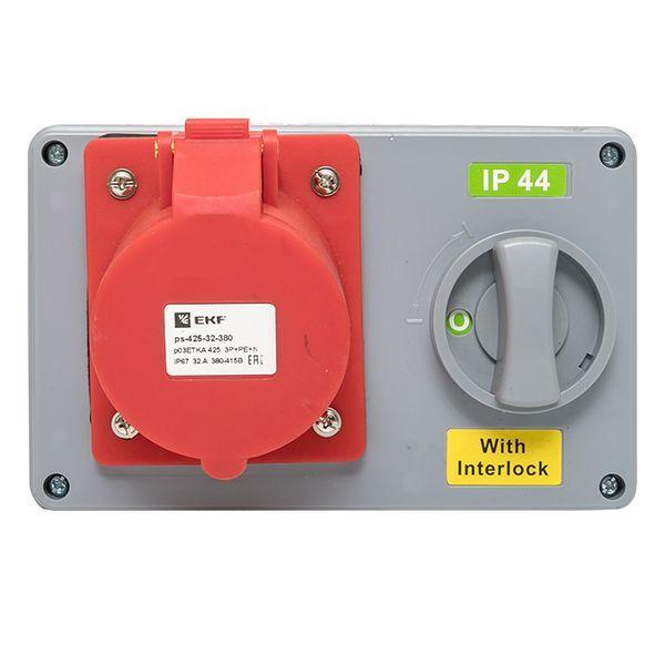  Розетка 1425 3Р+РЕ+N 32А 380В IP44 с блокировкой и выкл. EKF ps-1425-32-380 фото в каталоге от BTSprom.by