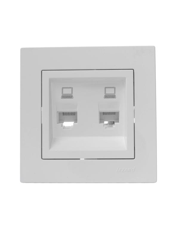  Розетка компьютерная 2-м СП Vesna механизм бел. LEZARD 742-0288-141 фото в каталоге от BTSprom.by