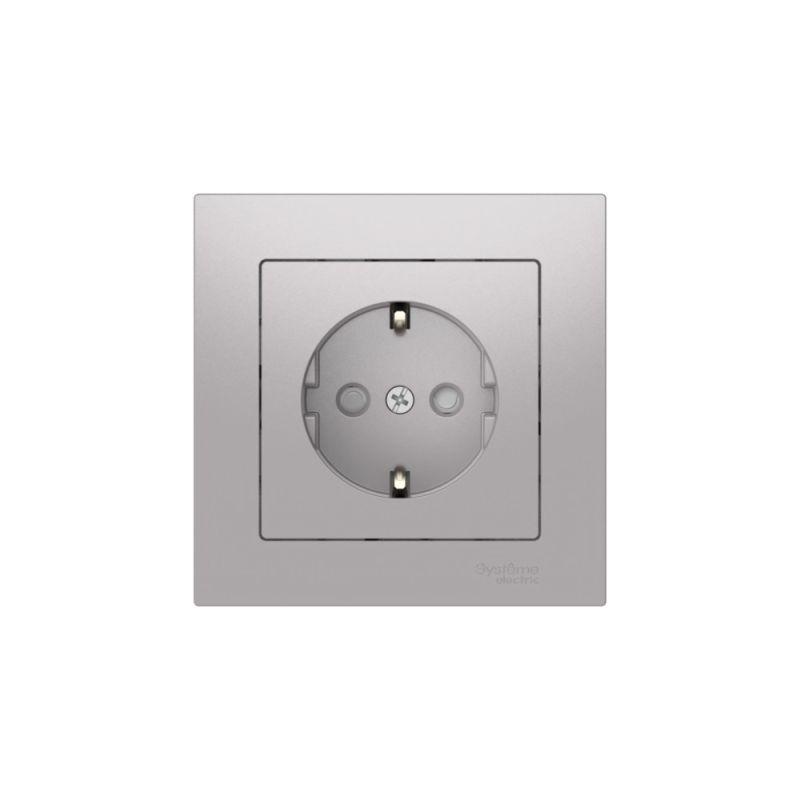  Розетка AtlasDesign 16А с заземл. защ. шторки быстрозажим. клем. в сборе алюм. SE ATN000344S фото в каталоге от BTSprom.by