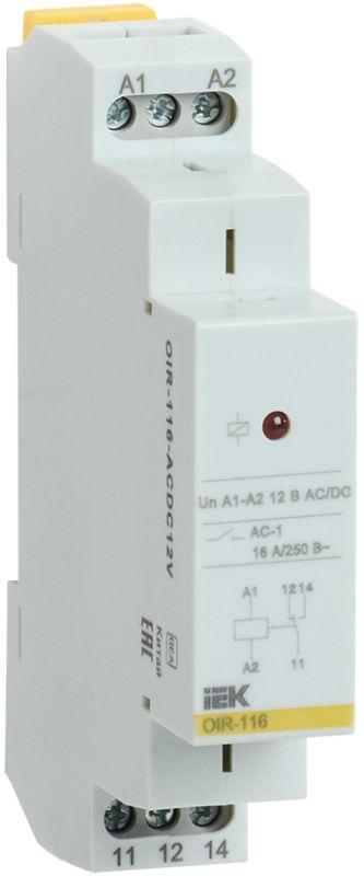 реле промежуточное oir 1 конт. (16а) 12в ac/dc iek oir-116-acdc12v от BTSprom.by