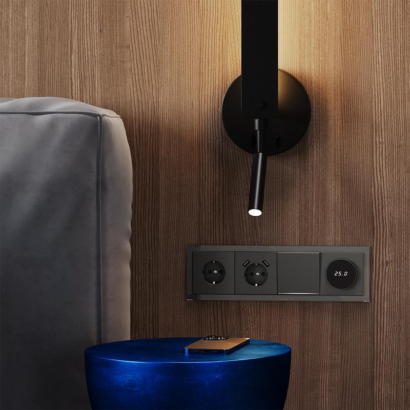  Выключатель 1-кл СП S70 10А с подсветкой механизм титан Voltum VLS010206 фото в каталоге от BTSprom.by